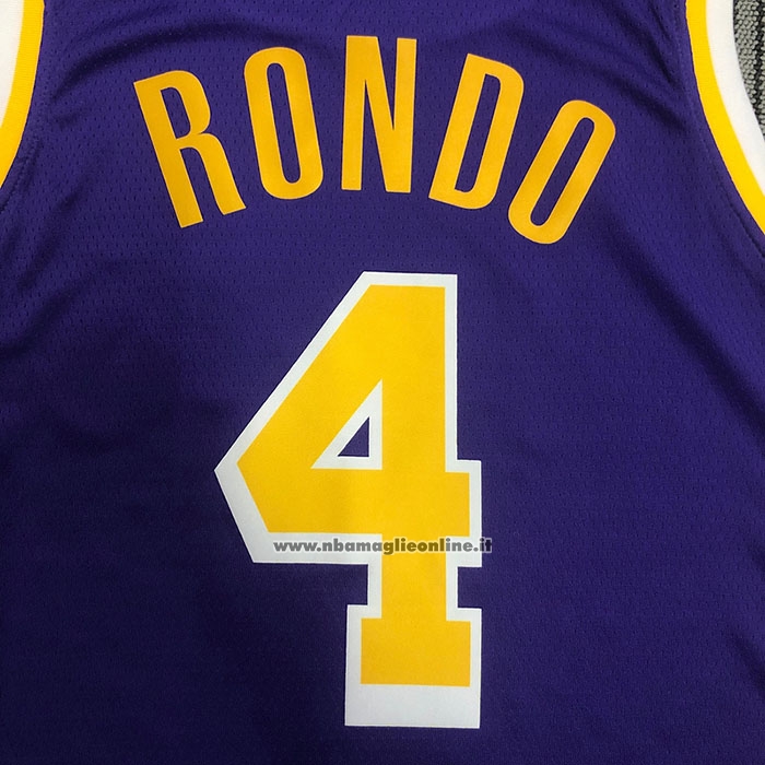Maglia Los Angeles Lakers Rajon Rondo #4 Statement Edition 2021-22 Viola